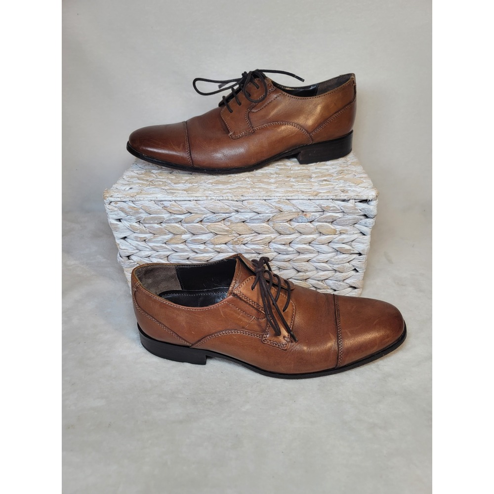 Bostonian Office Brown Leather Cap Toe Oxford Dress Shoes Dark Acadamia Size 9 M
